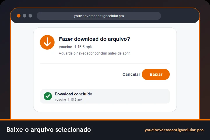 You Cine versão antiga celular: qual APK baixar? 3 Navegador mostrando o download de um arquivo APK do YouCine